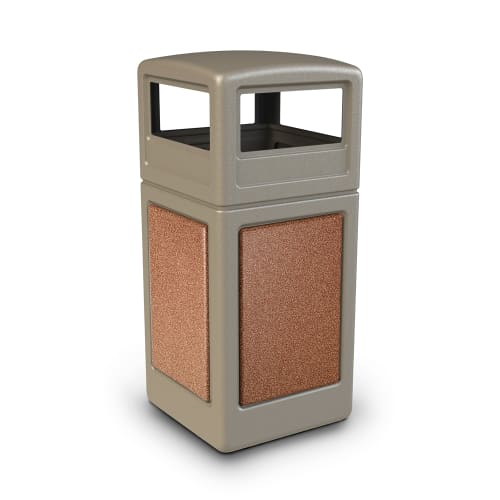 Commercial Zone PolyTec 42 Gallon Trash Container Dome Lid, Beige with Sedona Panels